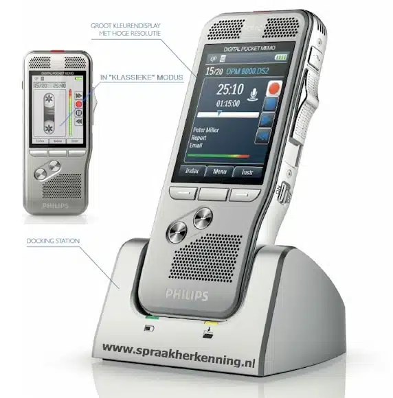 Philips DPM8200 - Pocket Memo met kleurenscherm, SpeechExec Pro, bewegings-sensor, 360-graden microfoon