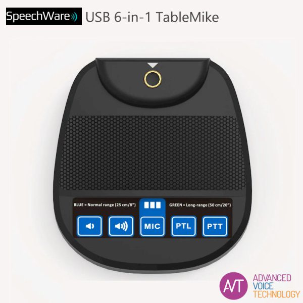 SpeechWare 6-in-1 tafelmicrofoon - De perfecte microfoon voor o.a. Dragon spraakherkenning - Diverse knoppen aan de voorkant - Bij AVT Benelux