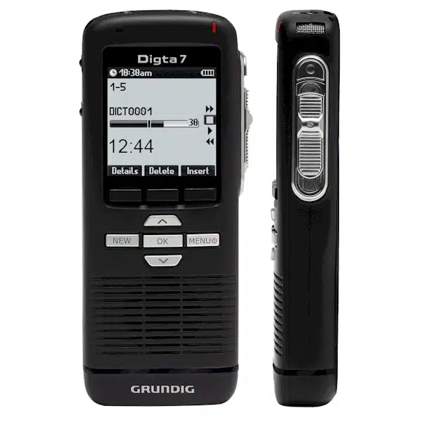 Grundig Digta7 digitale (memo) recorder met o.a. schuifschakelaar en pincode toegangsbeveiliging