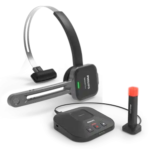 Philips SpeechOne PSM6300 Dicteerheadset met basistation voor hadig opladen en los statuslampje om aan uw collega's aan te geven wanneer u beschikbaar of bezet bent.
