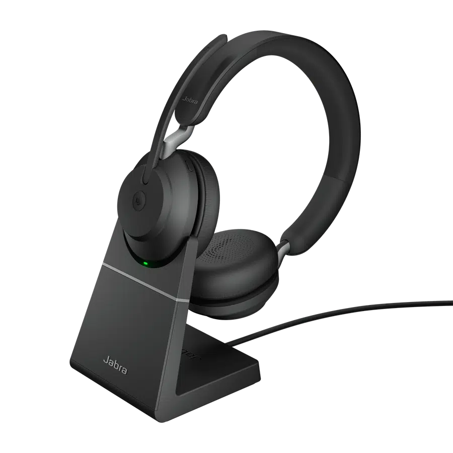 Jabra Evolve2 65 - stereo Bluetooth headset met Jabra Link 380a Bluetooth adapter en Dockingstation/Oplaadstation