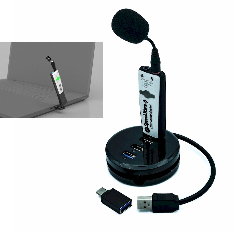 AVT SpeechWare TravelMike + Base - ultra noise cancelling microfoon voor Dragon spraakherkenning met USB-Dock/hub