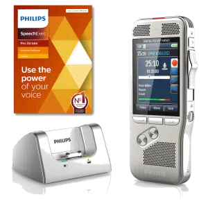 Philips PocketMemo DPM8200 memorecorder dicteerappaaraat met dockingstation en SpeechExec Pro Dictate 11 software
