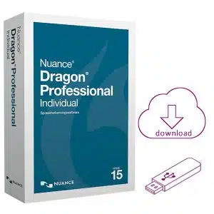 Nuance Dragon 15 Professional Individual - spraakherkenning software als download + Bestanden op een Philips 32Gb USB-stick