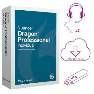 Nuance Dragon 15 Professional Individual - Spraakherkenning software als download + AVT USB-Headset + Bestanden op een Philips 32Gb USB-stick