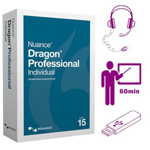 Nuance Dragon 15 Professional Individual - spraakherkenning software als download + 60 minuten personal training + AVT USB-Headset + Bestanden op een Philips 32Gb USB-stick