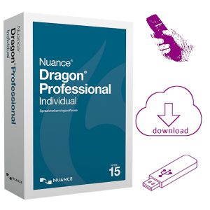 Nuance Dragon 15 Professional Individual - Spraakherkenning oftware als download + Philips SpeechMike Premium3700 + Bestanden op een Philips 32Gb USB-stick