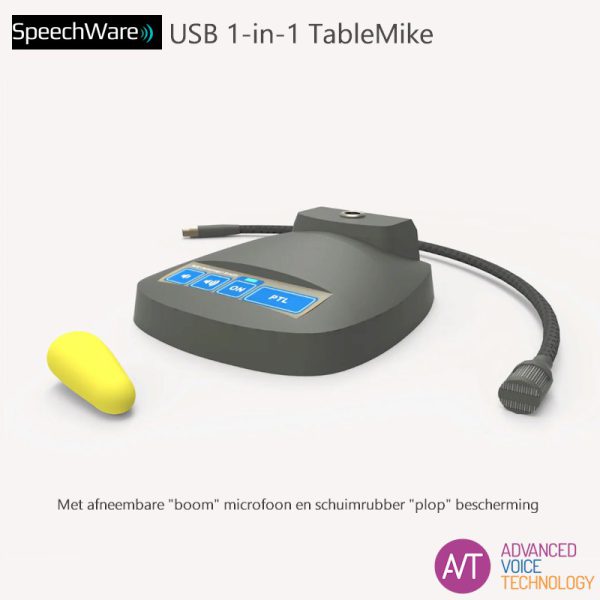 SpeechWare 1-in-1 tafelmicrofoon - De perfecte microfoon voor o.a. Dragon spraakherkenning - Met afneembare boom microfoon - Bij AVT Benelux
