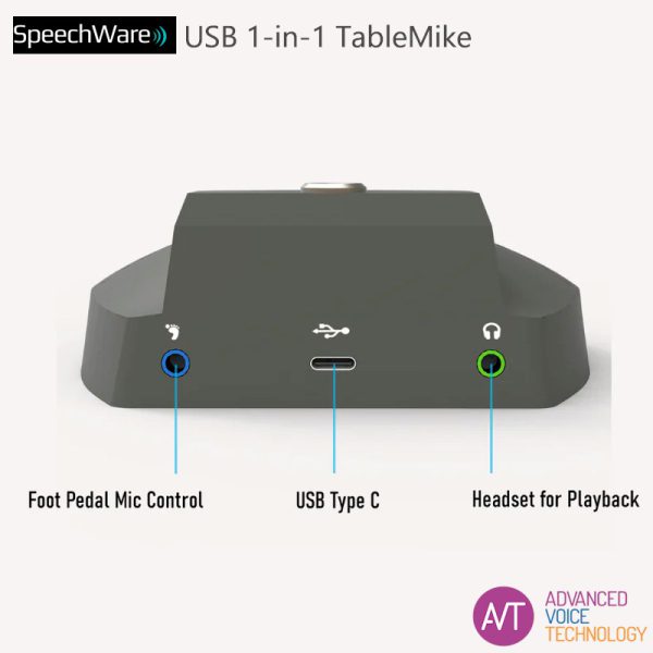 SpeechWare 1-in-1 tafelmicrofoon - De perfecte microfoon voor o.a. Dragon spraakherkenning - met diverse externe aansluitingen - Bij AVT Benelux