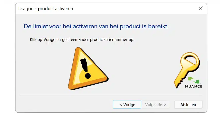 Blog-artikel- Dragon Professional - To many activations - te veel activaties foutmelding
