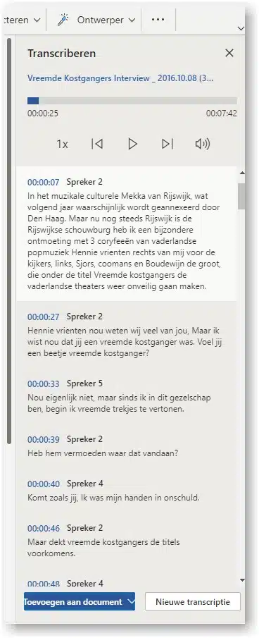 Deel van het uitgeschreven interview