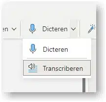 Op dicteren klikken en daarna op Transcriberen
