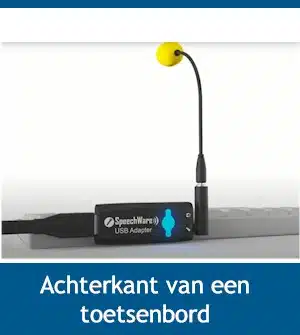 SpeechWare KeyboardMike met 3 verschillende mogelijkheden - achterkant van een toetsenbord