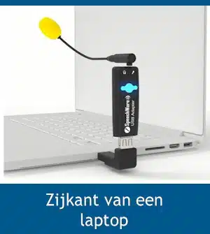 SpeechWare KeyboardMike met 3 verschillende mogelijkheden - Zijkant van een laptop
