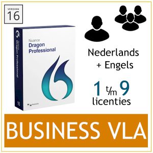Nuance Dragon Professional 16 Business VLA - Volume Licence - Nederlands+Engels - 1 - 9 licenties- Bij AVT