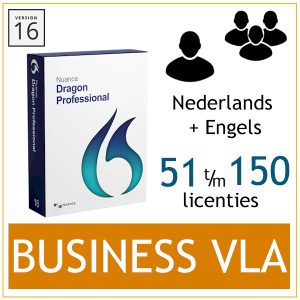Nuance Dragon Professional 16 Business VLA - Volume Licence - Nederlands+Engels - 51 - 150 licenties- Bij AVT