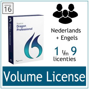 Nuance Dragon Professional 16 - Volume Licence - VLA - Nederlands+Engels - 1 t/m 9 licenties- Bij AVT