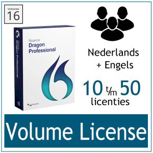 Nuance Dragon Professional 16 - Volume Licence - VLA - Nederlands+Engels -10 t/m 50 licenties- Bij AVT