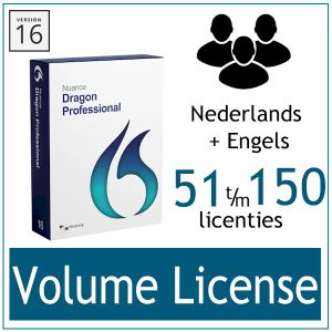 Nuance Dragon Professional 16 - Volume Licence - VLA - Nederlands+Engels - 51 t/m 150 licenties- Bij AVT