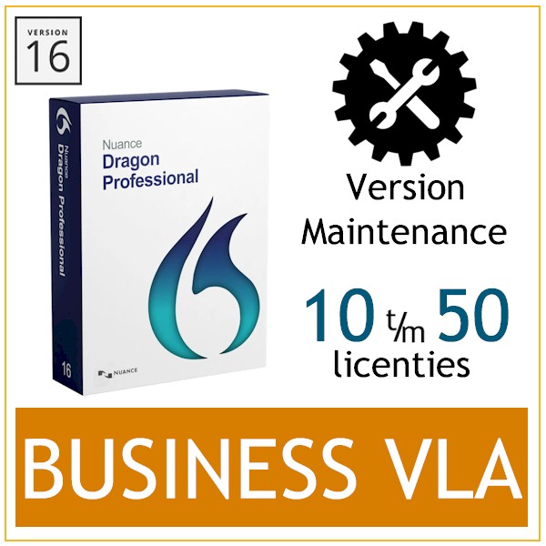 Nuance Dragon Professional 16 Business VLA - Version Maintenance - 10 t/m 50 licenties - Bij AVT