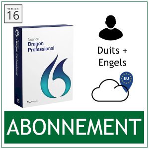 Nuance Dragon Professional 16 Abonnement - De Dragon 16 spraakherkenningssoftware als abonnement. Inclusief upgrades naar nieuwe versies en Cloud opslag van het spraakprofiel - Duits + Engels dicteren
