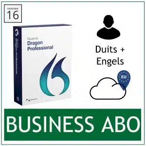 Nuance Dragon Professional 16 Business ABO - De Dragon 16 spraakherkenningssoftware als abonnement. Inclusief upgrades naar nieuwe versies en Cloud opslag van het spraakprofiel - Duits + Engels dicteren