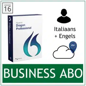 Nuance Dragon Professional 16 Business ABO - De Dragon 16 spraakherkenningssoftware als abonnement. Inclusief upgrades naar nieuwe versies en Cloud opslag van het spraakprofiel - Italiaans + Engels dicteren