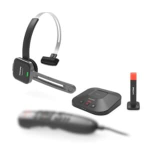 Philips SpeechOne PSM6300 / PSM6500 Dicteerheadset met basistation voor hadig opladen en los statuslampje om aan uw collega's aan te geven wanneer u beschikbaar of bezet bent.