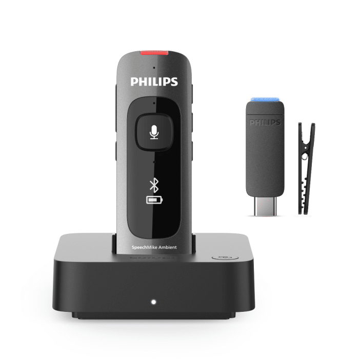 Philips SpeechMike Ambient PSM5000 – Draagbare AI-assistent microfoon + Dock